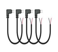 4Pcs Right Angle USB C to 2 Pin Bare Wire Open End Wire 25cm/9in, 90 Degree USB Type C Male Plug Pigtail Power Cable 22AWG 5V/3A, for USB C Equipment Installed or Replacement Repair DIY Cable