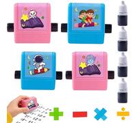 4Pcs Roller Digital Teaching Stamps, Maths Roller Stamp Set for Kids, Reusable Math Stamp Roller for Preschool Classroom Supplies & Home Learning (4Pcs)