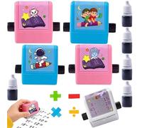 4Pcs Roller Digital Teaching Stamps, Maths Roller Stamp Set for Kids, Reusable Math Stamp Roller for Preschool Classroom Supplies & Home Learning (5Pcs)