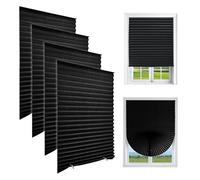 4Pcs Roller No Drill Blinds for Windows, No Drilling Required, 90x180cm Self Adhesive Temporary Stick On, Fit for Doors Kitchen Bathroom Bedroom, Blackout Light Filtering Privacy Protection