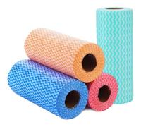 4PCS Rolls Disposable Dish Cloths 40 Sheet/Roll Absorbent Striped Cleaning Wipes Easy Tear Point-Break Hygienic Cleaning Cloths Roll for Stoves, Sinks and Tableware