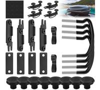 4Pcs Roof Box Mounting U Bracket with 8 Heavy-Duty Lock Nuts & 2 Straps,Roof Rack Mounting Fitting Kit,Car Van Roof Rack Clamps,Metal U-Bolts Fixing Installation Accessory for Vehicles with Roof Rails