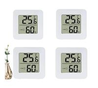 4PCS Room Thermometer Hygrometer, 4 Pack Digital Hygrometer Indoor Thermometer, Thermo Hygrometers with LCD Display and Face Lcons, Indoor Humidity Sensor Gauge for House, Greenhouse, Garden