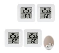 4PCS Room Thermometer Hygrometer, Accurate Digital Temperature Humidity Monitor, Humidity Sensor Indoor Climate Meter with LCD Display for House Greenhouse Office Tabletop Placement Wall Mount (White)