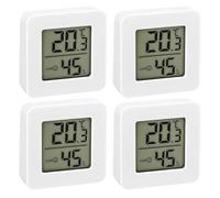 4Pcs Room Thermometer Hygrometer Digital Temperature Humidity Meter Gauge Monitor Indoor/Outdoor Square Hygrometer with LCD Display Celsius for Home Office Baby Room Greenhouse Garden Cellar (White)