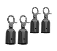 4Pcs Rope End Cap with Snap Hook Black Zinc Alloy for Barriers | 8x2.8x2.8cm, Clasp and Screws Included, for Velvet or Jute Post Ropes, Hotel Front Desk