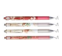 4PCS Rose Patterned Gel Inks Pen with 0.5MM Tip Retractable Gel Black Inks Quick Drying for Journaling Note Taking Study Ballpoint