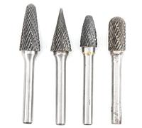 4Pcs Rotary File 6mm Shank Tungsten Steel Grinding Head, Cemented Carbide Deburring Bit Set for Rotary Tools, Heat - Treated Wear - Resistant Burr Bits for Metal Polishing