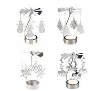 4Pcs Rotating Candle Holder, Rotary Metal Candlestick Holder Spinning Candleholder for Wedding Birthday Party Decoration Home Decor Metal Small Gift, No Candle
