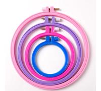 4Pcs Round Bamboo Embroidery Hoop Circle Cross Stitch Hoop Ring Plastic Circle Stitch Hoop Rings 4 Sizes Colorful Round Embroidery Hoop Set for DIY Craft Sewing