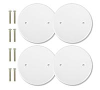 4pcs Round Ceiling Cover Plate, Diameter 11cm/4.33in Plastic Blank Electrical Box Cover Plate with 8pcs Screws for Wall Smoke Detector Fixture Light Fan Hole (White)