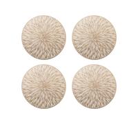 4PCS Round Placemats Restaurant Hollow PVC Decoration Meal Mat Anti-Hot Dining Table Mat Steak Plate Pad Golden