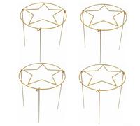 4PCS Round Plant Support Cages 30x40cm Metal Frame with Removable Five-Pointed Star Grid Adjustable Peony Rose Dahlia Hydrangea Strawberry Holder for Garden Pots and Raised Beds Green(Gold 30 * 40cm)