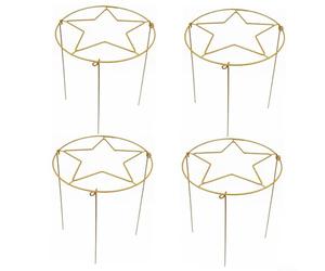 4PCS Round Plant Support Cages 30x40cm Metal Frame with Removable Five-Pointed Star Grid Adjustable Peony Rose Dahlia Hydrangea Strawberry Holder for Garden Pots and Raised Beds Green(Gold 30 * 40cm)