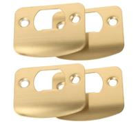 4pcs Rounded Door Strike Plate with Screws for Latch Bolts | Stainless Steel, Polished Golden Finish, D Shaped Guide Plate, Fast Screw Mounted Install
