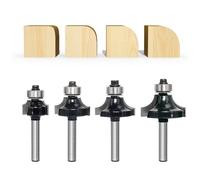 4PCS Roundover Router Bit Set, 1/4 inch Shank，Corner Rounding Edge Forming Cutter,Radius 1/8”, 1/4”, 5/16”, 3/8” Round Over Edging Router Bits, by Akylin