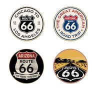 4PCS Route 66 Pin Set, 1.4" Vintage American Road Trip Lapel Pins, Historic Highway Badge Brooch Collection for Jackets, Backpacks, Hats and Gifts