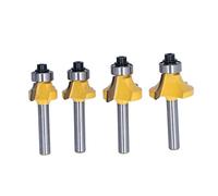 4pcs Router Bit 1/4in Shank Round Over Flush Trim Tool Set Kit with 4pcs in 1 Set, Easy to Carry, for Trimming, Wide Utility
