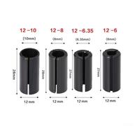 4pcs Router Bit Conversion Collet Chuck Adapter Set for Engraving Machine, 12mm to 6mm / 6.35mm / 8mm / 10mm Milling Cutter Tool, Carbon Steel Preci