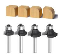 4PCS Router Bits Router Bit Set ,Cutting Diameter in 1/8",1/4",3/16",5/16",Feanron Black 1/4 inchShank Set,Router Bit Edging Cutter for Wood Profiling Routing Molding