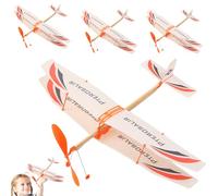 4pcs Rubber Band Airplane Kit - Balsa Wood Glider Plane Rubber Band Powered Helicopter, Colorful Biplane Kit, Outdoor Sports Flying Toy for Kids, Random Pattern