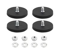 4pcs Rubber Coated Magnet, 92LBS Neodymium Magnet Base with M8 Threaded Studs and Nuts, Strong Mounting Magnets Rare Earth Magnets for Light Bar and Add Mirrors