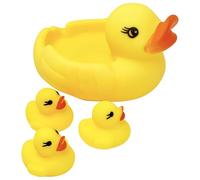 4Pcs Rubber Duck Family Set, Floating Bathtub Pool Toys for Toddlers, Fun Time Bath Toys, Soft Rubber Ducks with Beep Sound, Stocking Fillers, Kids Summer Toys 6+ Months