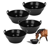 4Pcs Rubber Feed Pan, Horse Feed Bucket, Rubber Bowl Chicken Dust Bath Livestock Water Bowl for Pig Goat Chicken Dogs Farm Small Animal Garden DIY Building Farming