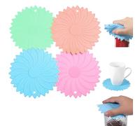 4Pcs Rubber Jar Opener Gripper Pad 6.1inch Non Slip Jar Openers Resistant Coasters Multi Function Botter Opener Tool for Weak Arthritis Hands Seniors Easy Opening(Macaron Colors)