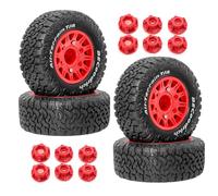 4PCS Rubber Tire Tyre Wheel 113x48mm Hex Hub 12mm 14mm 17mm RC Spare Parts for 1/10 Short Course Truck TRAXXAS LOSI ARRMA Senton Remo Hobby RC Car (Red)