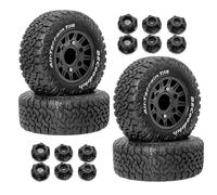 4PCS Rubber Tire Wheel 113x48mm with Replaceable Hex Adapter 12mm 14mm 17mm RC Spare Parts for 1/10 TRAXXAS ARRMA HQtoys 727 Remo Hobby LOSI UD Short Course Truck RC Car (Black)