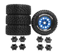 4PCS Rubber Tire Wheel 126x51mm with Replaceable Hex Adapter RC Parts for 1/7 1/8 ARRMA Mojave 4S TRAXXAS Short Course Truck Baja RC Car (Blue)