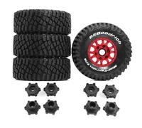 4PCS Rubber Tire Wheel 126x51mm with Replaceable Hex Adapter RC Parts for 1/7 1/8 ARRMA Mojave 4S TRAXXAS Short Course Truck Baja RC Car (Red)