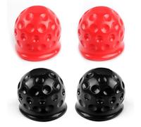 4Pcs Rubber Trailer Hitch Ball Cover, 50mm Soft Tow Ball Dustproof Cap, Universal Towball Sleeve Cap Replacement, Waterproof Tow Ball Head Cover, Automobile Caravan Towball Protector for Trucks Ships