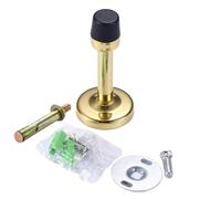 4pcs Rubber Wall Mounted Door Stopper Stainless Steel Stops Holder Catch Floor Fitting with Screws Bedroom Home Hardware for Home & Office Use(Gold)