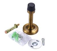 4pcs Rubber Wall Mounted Door Stopper Stainless Steel Stops Holder Catch Floor Fitting with Screws Bedroom Home Hardware for Home & Office Use(Yellow Bronze)