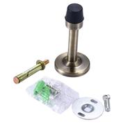 4pcs Rubber Wall Mounted Door Stopper Stainless Steel Stops Holder Catch Floor Fitting with Screws Bedroom Home Hardware for Home & Office Use(Green Bronze)