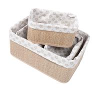 4pcs Rustic Handwoven Nursery Storage Basket in Coffee Bamboo Cloth | Rounded Braided Design, Lightweight Ventilated Build, for Blankets Creams in Nursery or Play Area