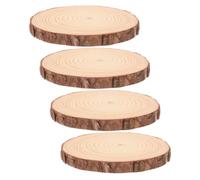 4pcs Rustic Wood Slice Table Decor 7 Inch Natural Timber Centerpiece | Brown Rustic Finish, 0.59 Inch Thick, Reusable for Tables, Party Centerpieces and Bridal Showers