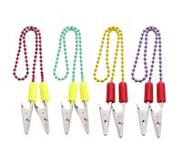 4pcs Rustless Steel Dining Clip Colorful Beaded Chain for Food Service Metal Holders Practical Table Accessories Elegant Beaded Napkins Clip
