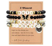 4pcs Ruth Bader Ginsburg Bracelet, Polymer Clay Iron Sheet Ruth Bader Ginsburg Bracelet Feminist Gifts Fight for The Things You Care about Feminism Bracelet for Women Female Lawyers