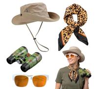 4Pcs Safari Costume Accessories Set,Explorer Outfit for Adult Halloween