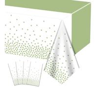 4Pcs Sage Green Tablecloths - 86.6"x51.2" Rectangular Green Dot Table Covers for Home Gender Neutral Birthday Party Sage Green Baby Shower Decorations