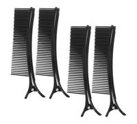 4pcs Salon Hair Sectioning Clips for Parting Styling, Black Plastic | Ergonomic Non Damaging Hold, for Hairstylists and Makeup Artists, Curling Work, Extension Setup