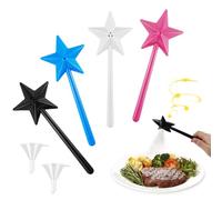 4PCS Salt and Pepper Shakers Set,Fairy Wand Salt Shaker with Funnel,Refillable Stick Spice Dispenser with 3 Holes, Cute Star Wand Salt and Pepper Holder, Kitchen Accessories for BBQ, Camping