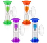 4Pcs Sand Timer Toothbrush Timer with Suction Cup, 3 Minutes Sand Timers Rotatable Hourglass Sandglass Sand Clock for Kids Toothbrush, Games, Classes, Cooking (Purple, Green, Orange, Blue)