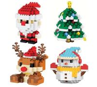 4pcs Santa Claus Design Building Blocks Set, Christmas Building Blocks Theme Decor, Mini Building Figures, DIY Stocking Stuffers Christmas Tree, Xmas Birthday Gifts, Party Favors