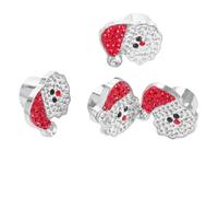 4pcs Santa Claus Tire Valve Stem Cap Copper Rhinestone White