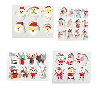 4pcs Santa Elk Snowmans Silicone Mold Fondant Chocolate Christmas Cake Dessert Baking Supplies Chocolate Different Shapes for Household Cute Soap Molds Silicone Shapes