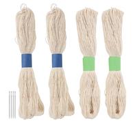 4Pcs Sashiko Thread,Each Skein 120m White Cotton Thread,Sashiko Cotton Embroidery Threads with 4Pcs Sashiko Embroidery Needles Quilting Embroidery Sashiko Kit Supplies